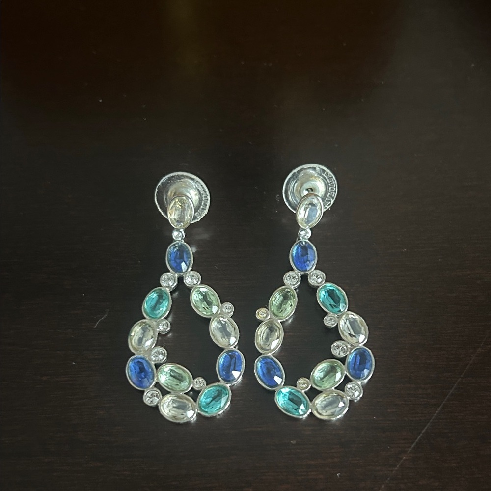 Swarovski Silver and Blue Teardrop Earrings